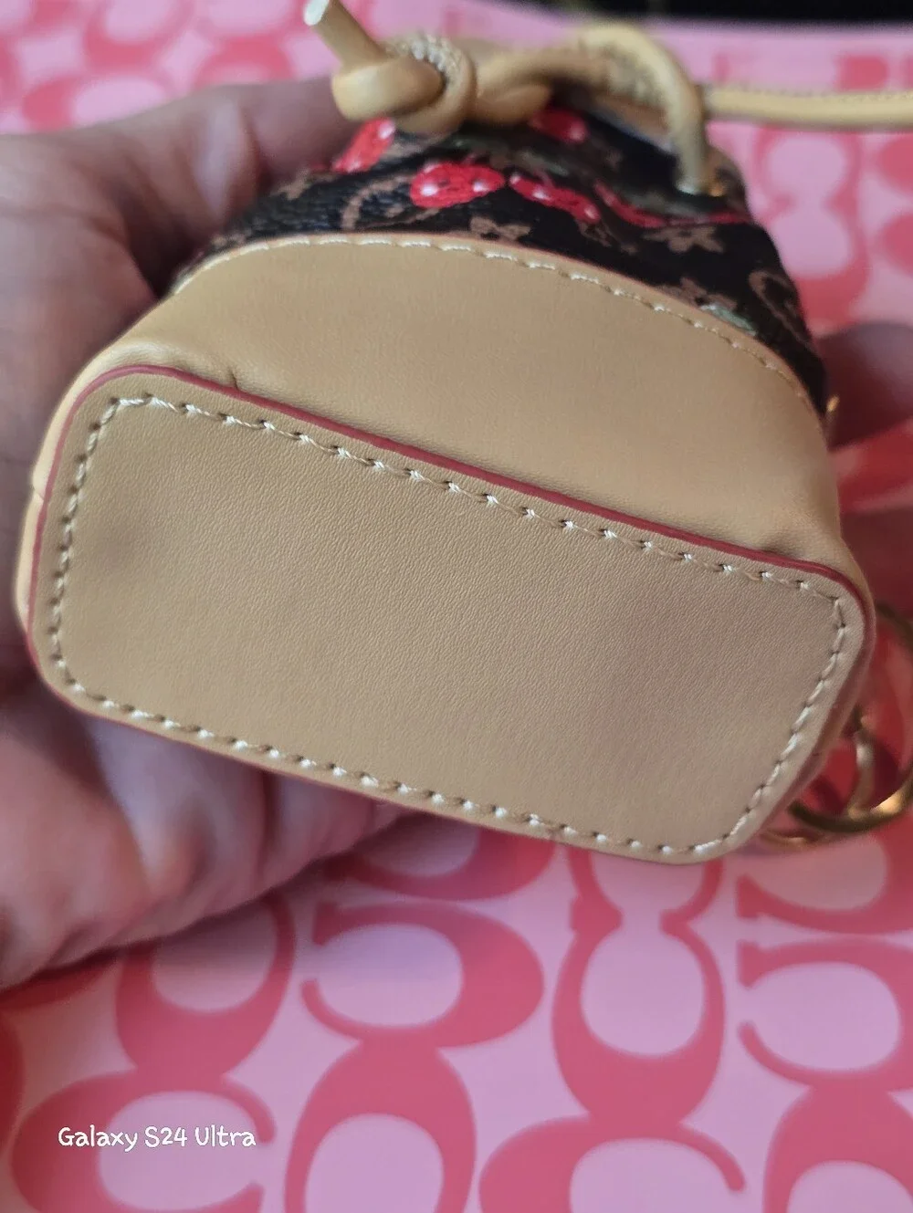 Cherry Decor Cinch Coin Pouch Bag Charm/ Keychain NEW